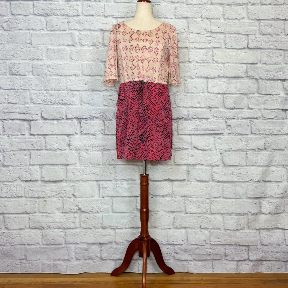Gryphon Little Dot Big Dot Pink Silk Blend Mini Dress